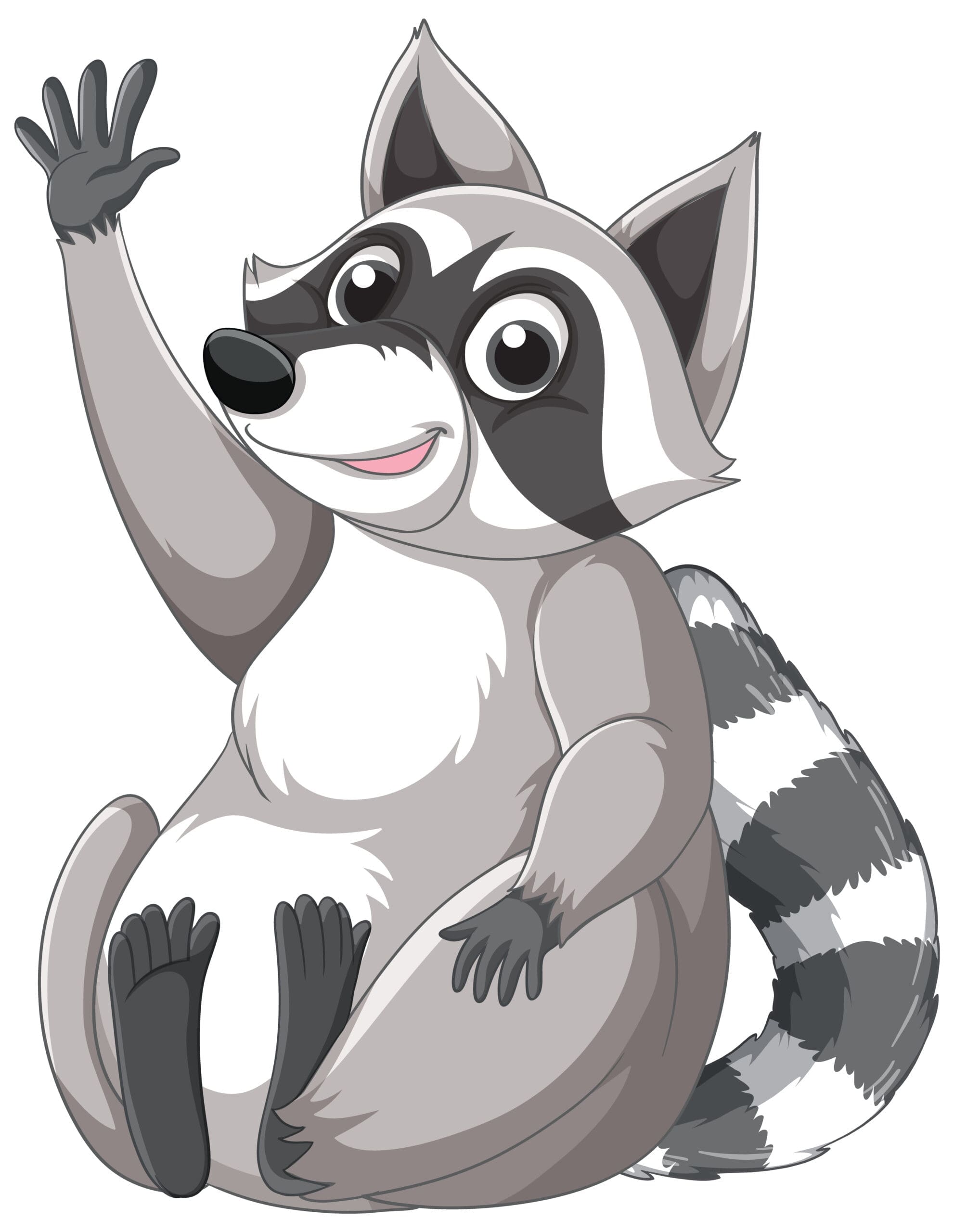 Cartoon graphic of a raccoon wearing glasses.