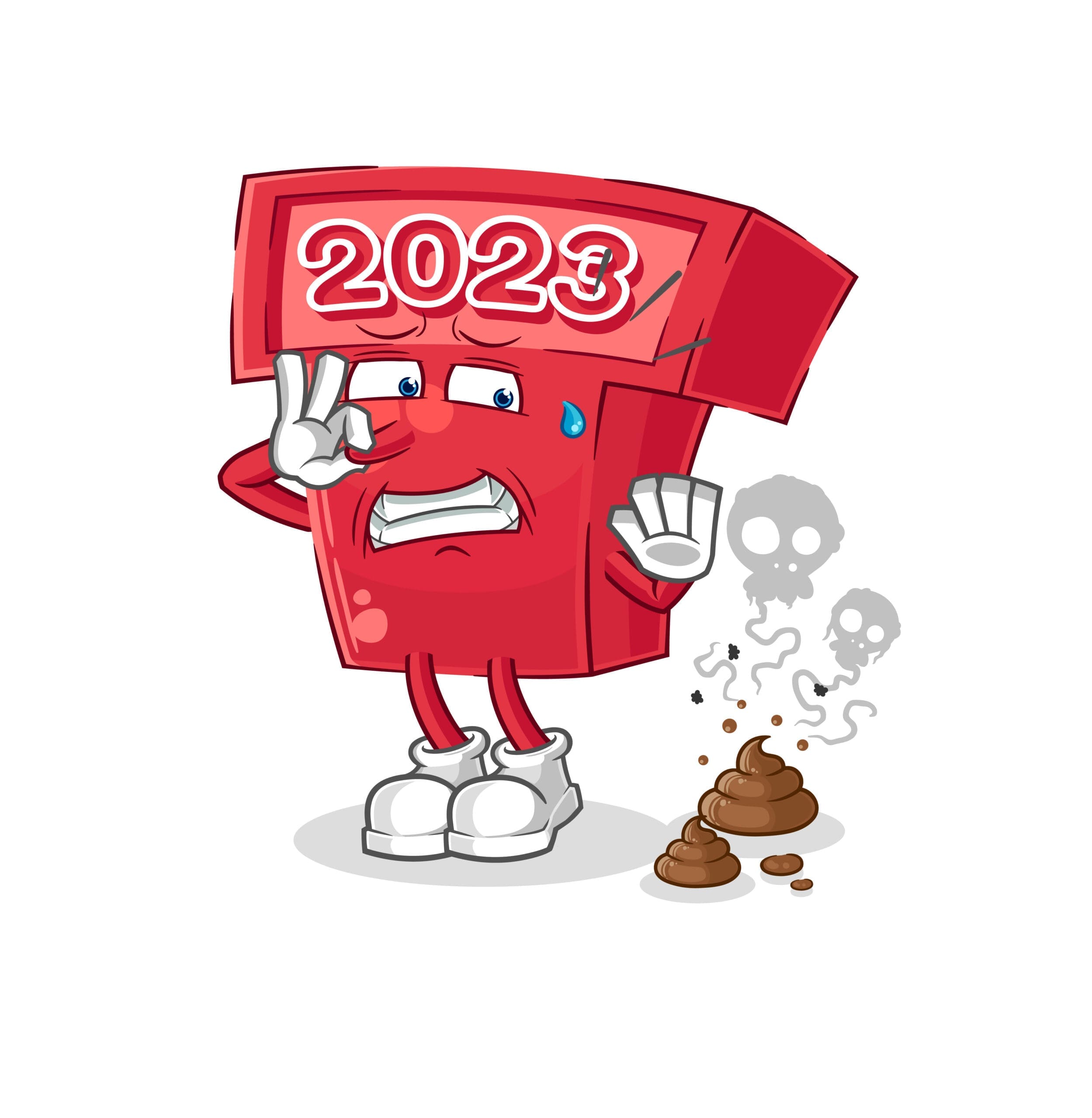 the new year 2023 with stinky waste illustration.