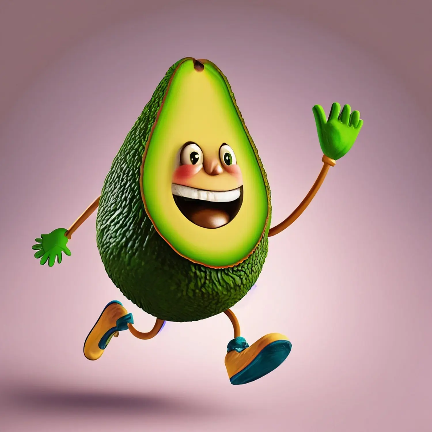Cartoon exotic avocado fruit sportsman vector icon