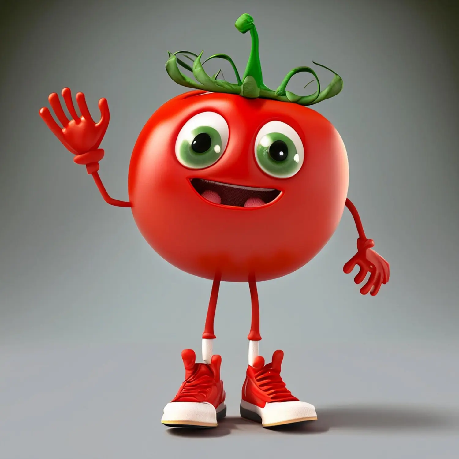 waving tomato cartoon