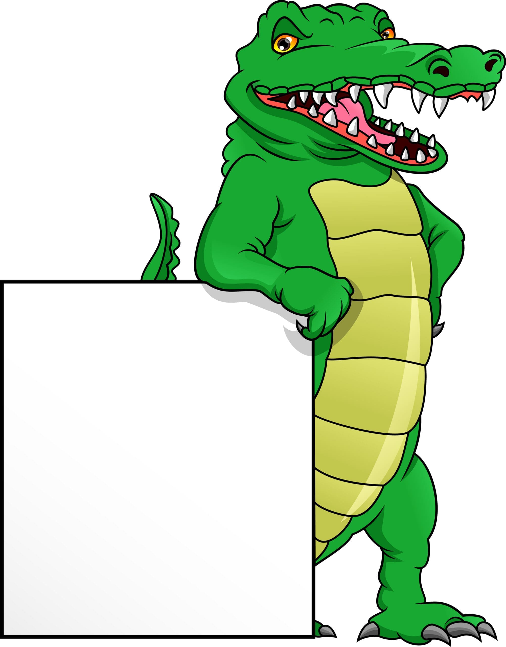 Cartoon graphic of a dapper alligator sporting a stylish vest.