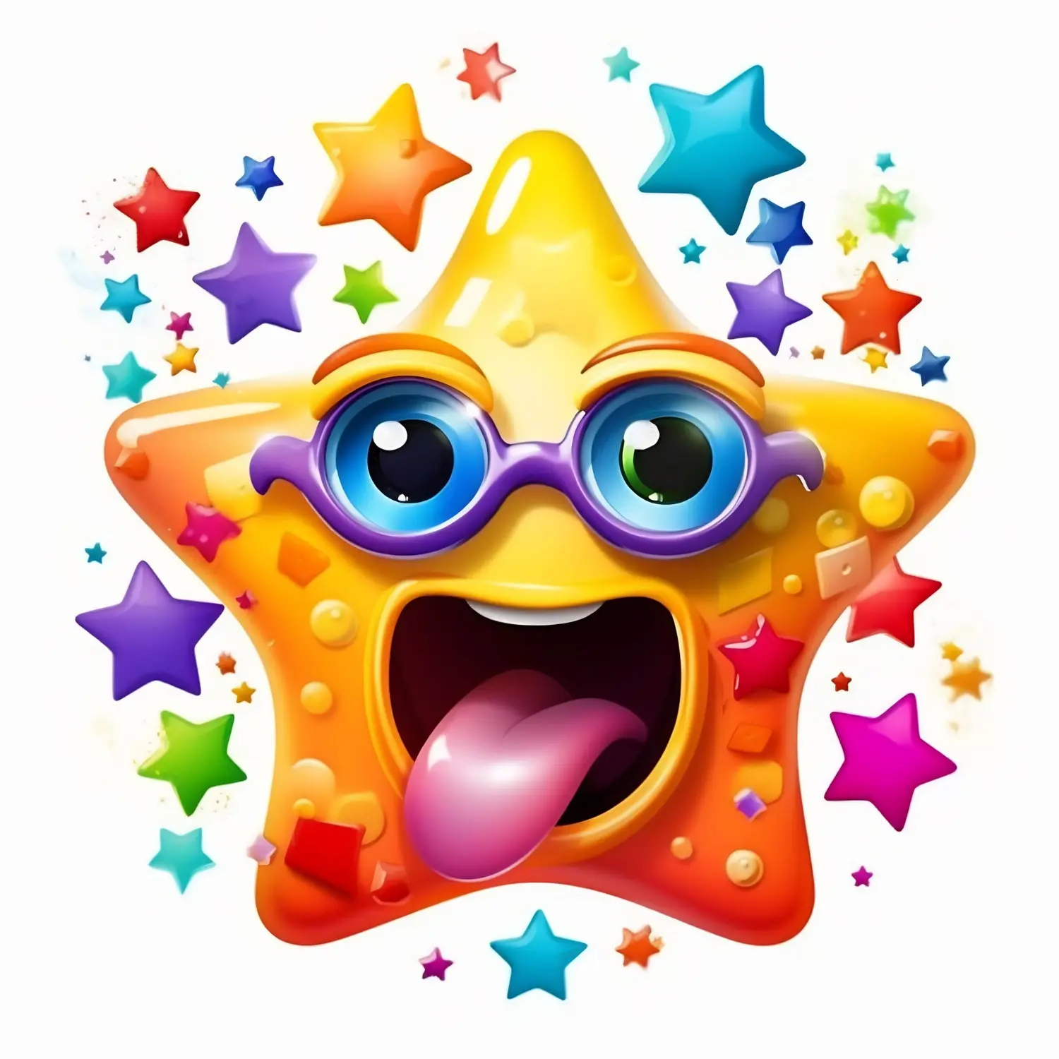Cute star character with joyful emotions