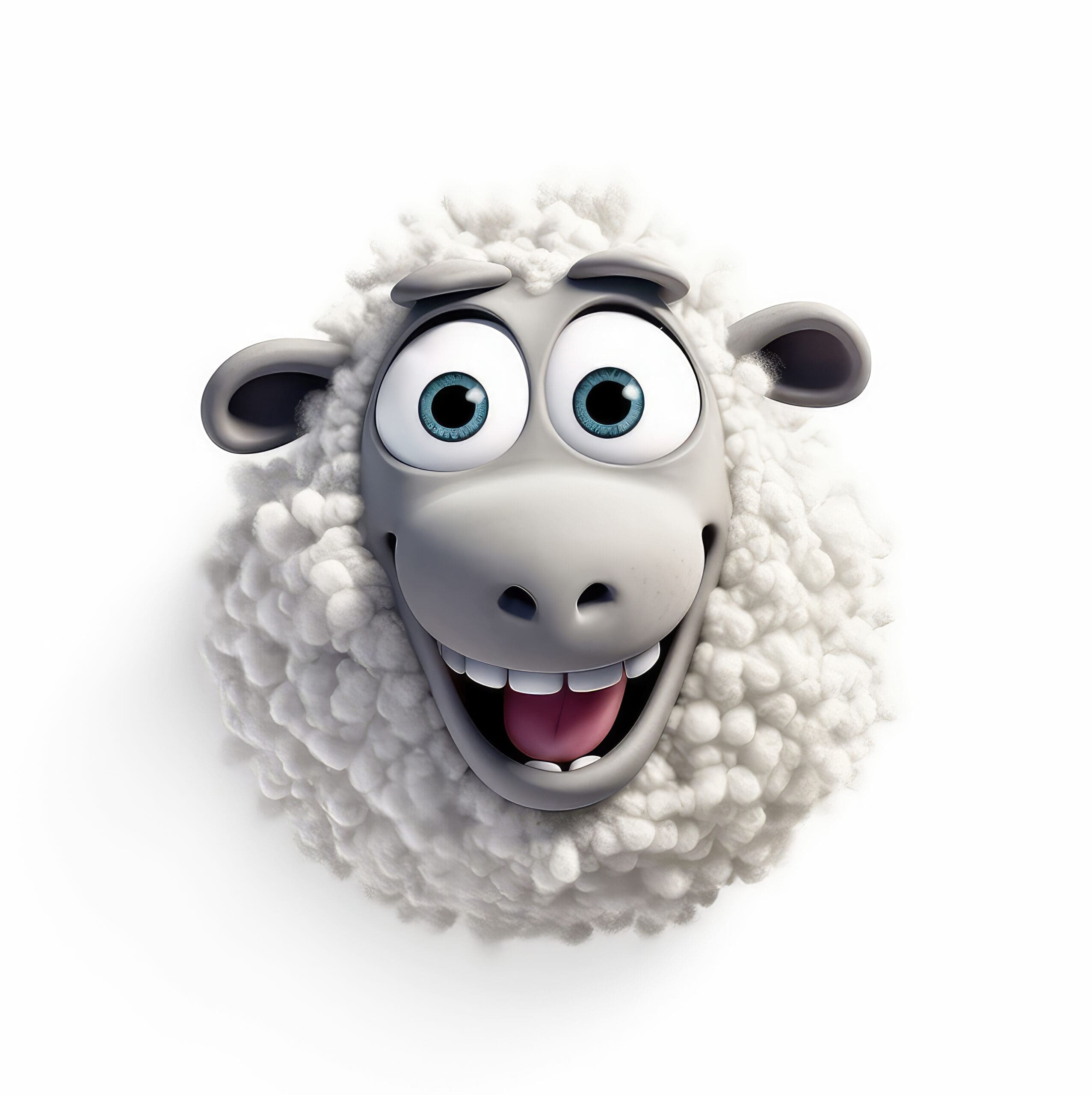 Cartoon graphic of a sheep with sunglasses in a sunny field.